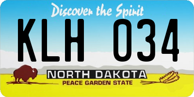 ND license plate KLH034