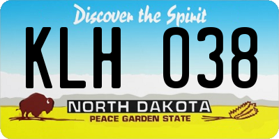 ND license plate KLH038