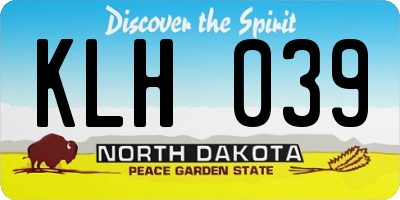 ND license plate KLH039