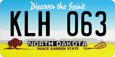 ND license plate KLH063