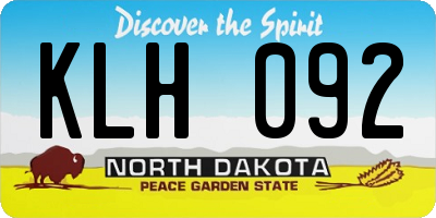 ND license plate KLH092
