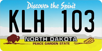 ND license plate KLH103