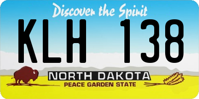 ND license plate KLH138