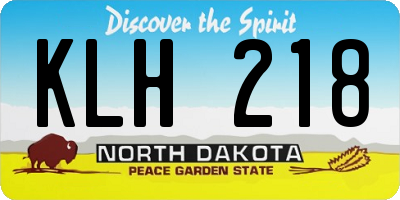 ND license plate KLH218