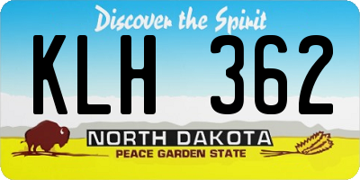 ND license plate KLH362
