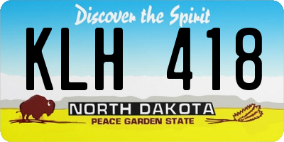 ND license plate KLH418