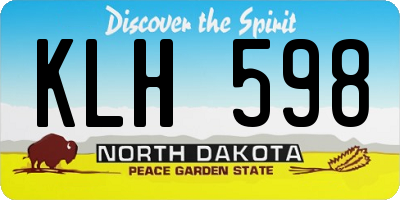 ND license plate KLH598