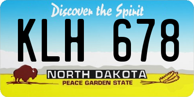 ND license plate KLH678