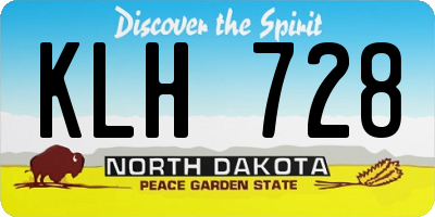 ND license plate KLH728