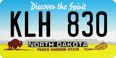 ND license plate KLH830