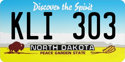 ND license plate KLI303