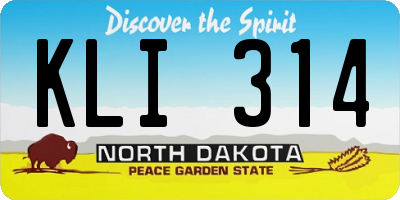 ND license plate KLI314