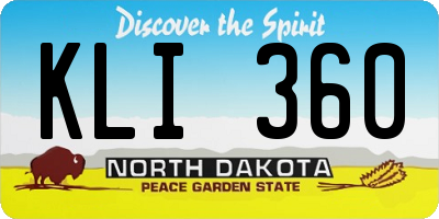 ND license plate KLI360