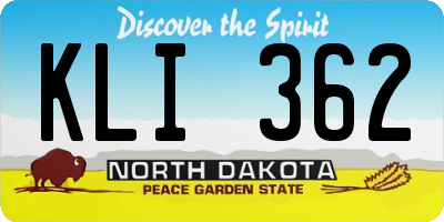 ND license plate KLI362