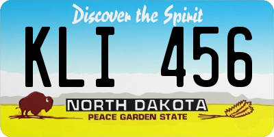 ND license plate KLI456