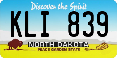 ND license plate KLI839