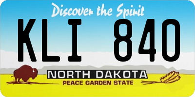 ND license plate KLI840
