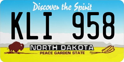 ND license plate KLI958
