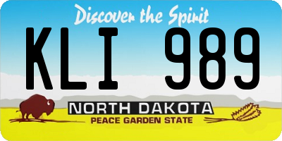 ND license plate KLI989