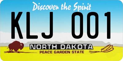 ND license plate KLJ001