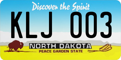 ND license plate KLJ003