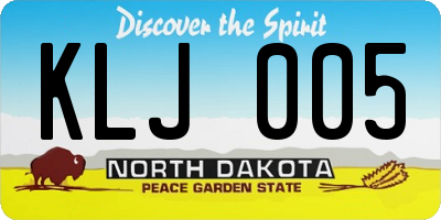 ND license plate KLJ005