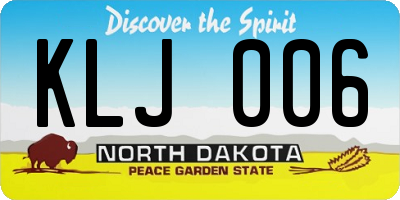 ND license plate KLJ006