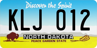 ND license plate KLJ012