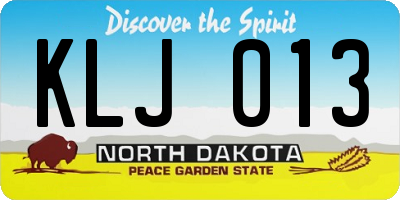 ND license plate KLJ013
