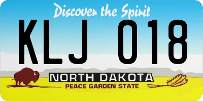 ND license plate KLJ018