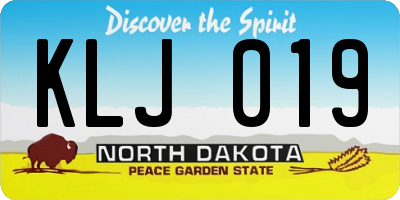 ND license plate KLJ019