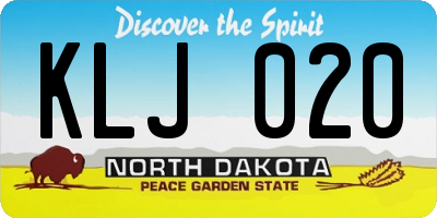 ND license plate KLJ020