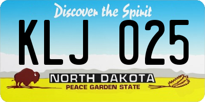 ND license plate KLJ025