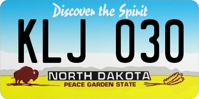 ND license plate KLJ030
