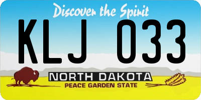 ND license plate KLJ033