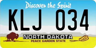 ND license plate KLJ034