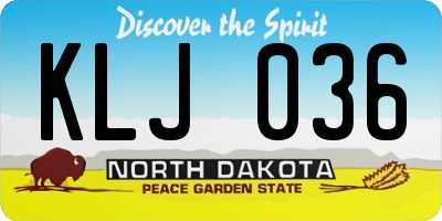 ND license plate KLJ036