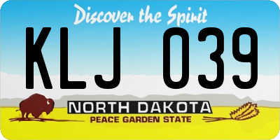 ND license plate KLJ039