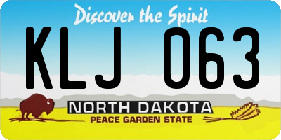 ND license plate KLJ063