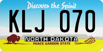 ND license plate KLJ070