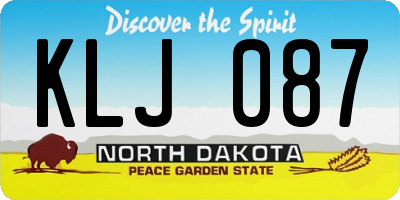 ND license plate KLJ087