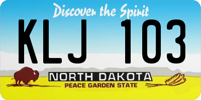ND license plate KLJ103