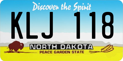 ND license plate KLJ118