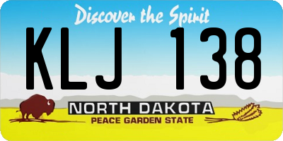 ND license plate KLJ138