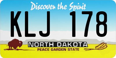 ND license plate KLJ178