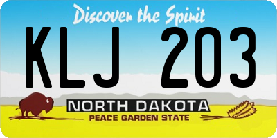 ND license plate KLJ203