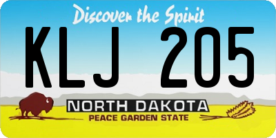 ND license plate KLJ205
