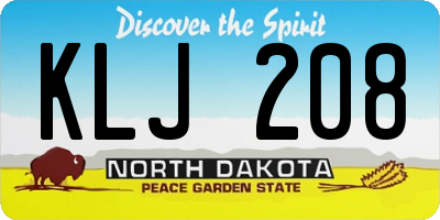 ND license plate KLJ208
