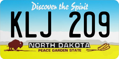 ND license plate KLJ209