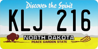 ND license plate KLJ216
